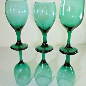 Lot of 6 Libbey Juniper Green Water Goblets Wine Glass Set Glasses Classic